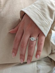 3.20 Carat Round Brilliant Lab Grown Diamond Engagement Ring, 14K White Gold, With Side Tapered Diamonds image 1